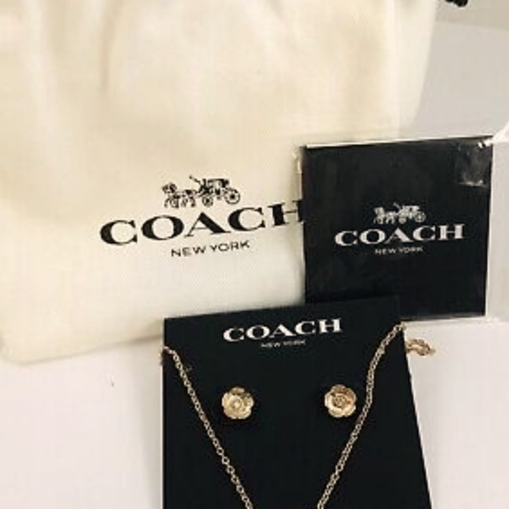 Coach Open Circle Necklace & Tea Rose Earrings